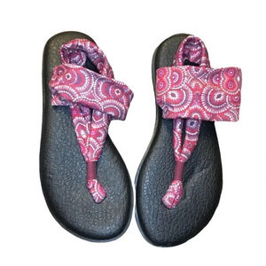 Sanuk Burgundy Multi Radio Love Yoga Sling Sandals Women’s Size 8